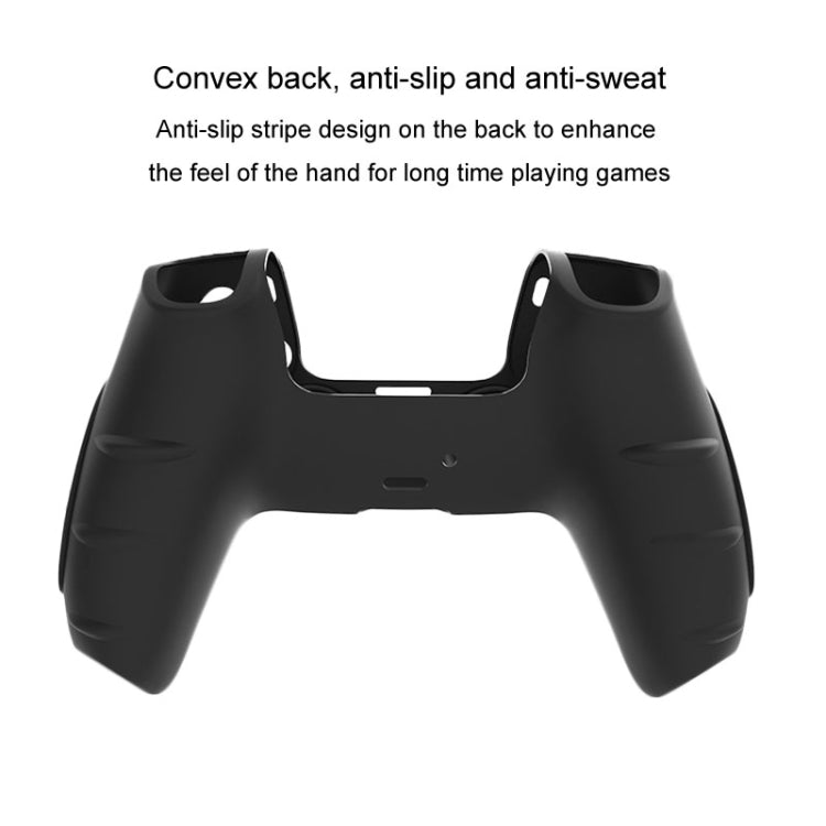 For PS5 Gamepad Silicone Protective Case Anti-Skid Soft Silicone Cover, Color: Black+8 Hats