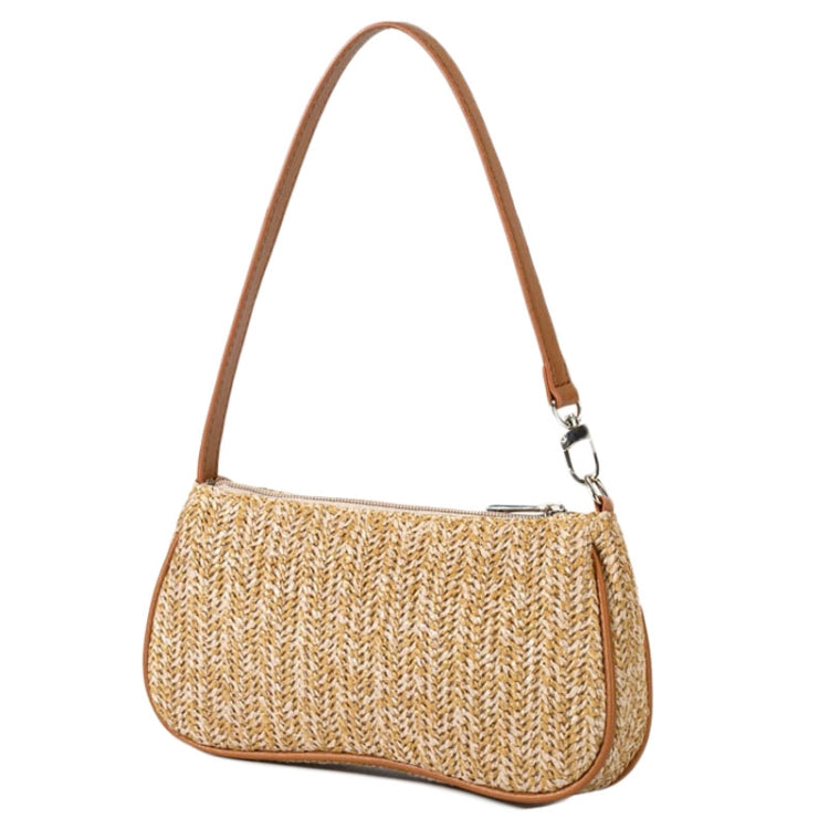 Women Woven Bag Single Shoulder Armpit Hundreds of Straw Bag - Khaki