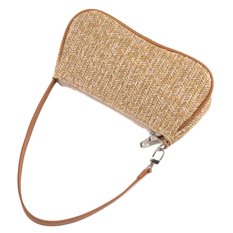 Women Woven Bag Single Shoulder Armpit Hundreds of Straw Bag - Khaki