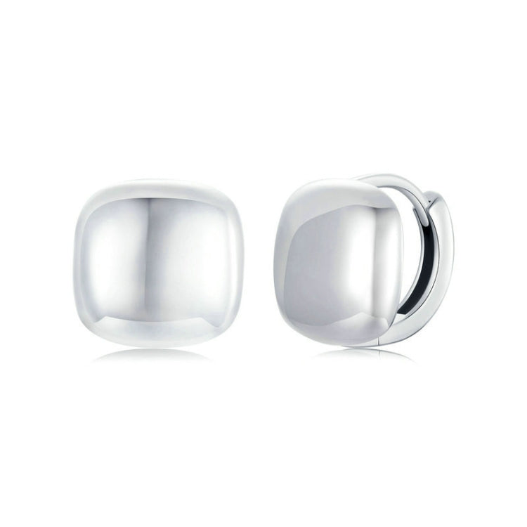 S925 Sterling Silver Platinum Plated Square Earrings - BSE973