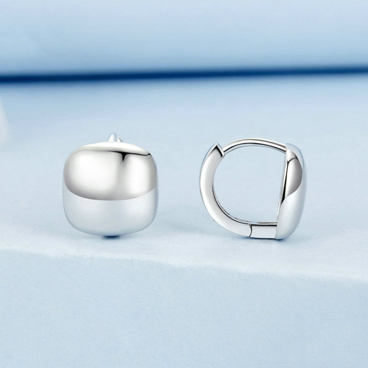S925 Sterling Silver Platinum Plated Square Earrings - BSE973