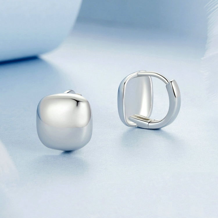 S925 Sterling Silver Platinum Plated Square Earrings - BSE973