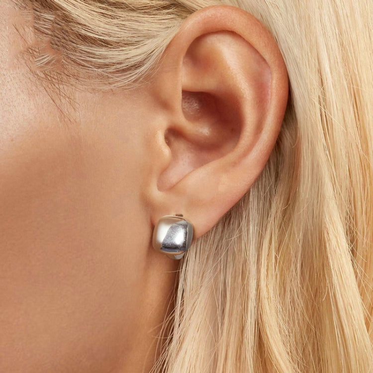 S925 Sterling Silver Platinum Plated Square Earrings - BSE973