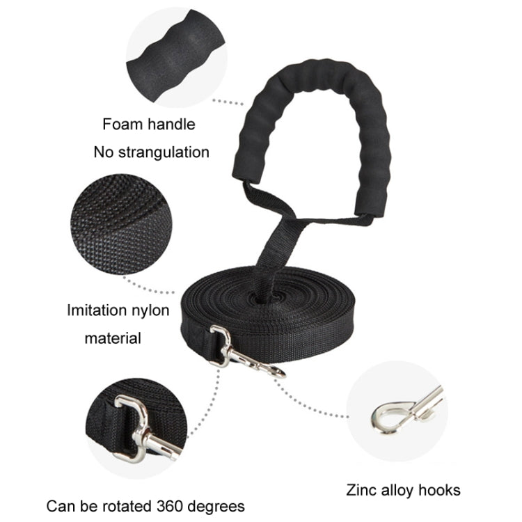 2.5cm x 5m Pet Tracking Dog Collar Leash Dog Training Lengthened Traction Leash - Black