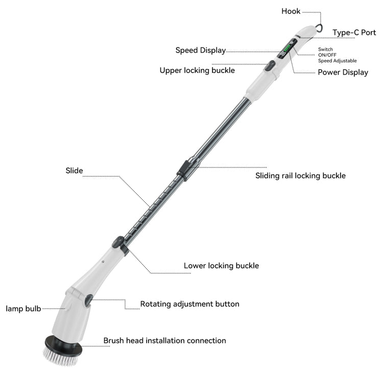 Multifunctional Long and Short Dual Purpose Electric Cleaning Brush Kitchen Bathroom Window Floor Brush