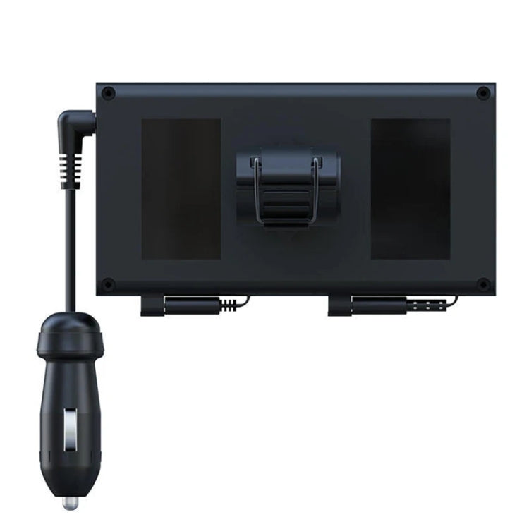 Car Cigarette Lighter Rear Seat Retractable Dual-Wire Charger - Black