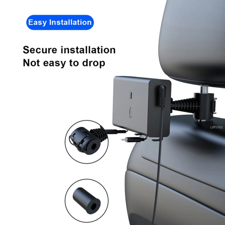 Car Cigarette Lighter Rear Seat Retractable Dual-Wire Charger - Black