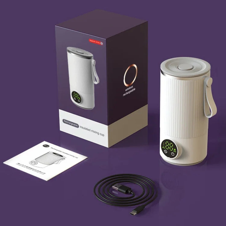 Wireless Milk Warmer Heating Mixing Cup for Coffee / Cereal / Medicine Preparation - White