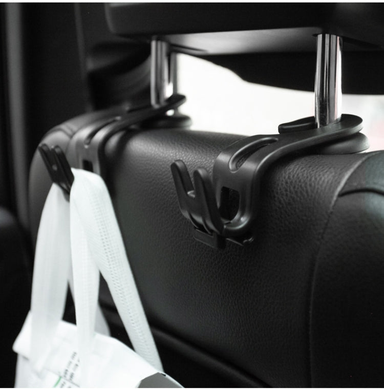3pcs Car Foldable Hook Multifunctional Rear Seat Phone Holder - Black