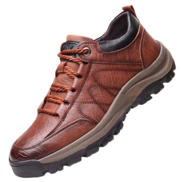 Men Leather Casual Shoes Non-slip Outdoor Hiking Shoes, Size: 40
