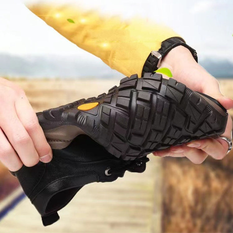 Men Leather Casual Shoes Non-slip Outdoor Hiking Shoes, Size: 42
