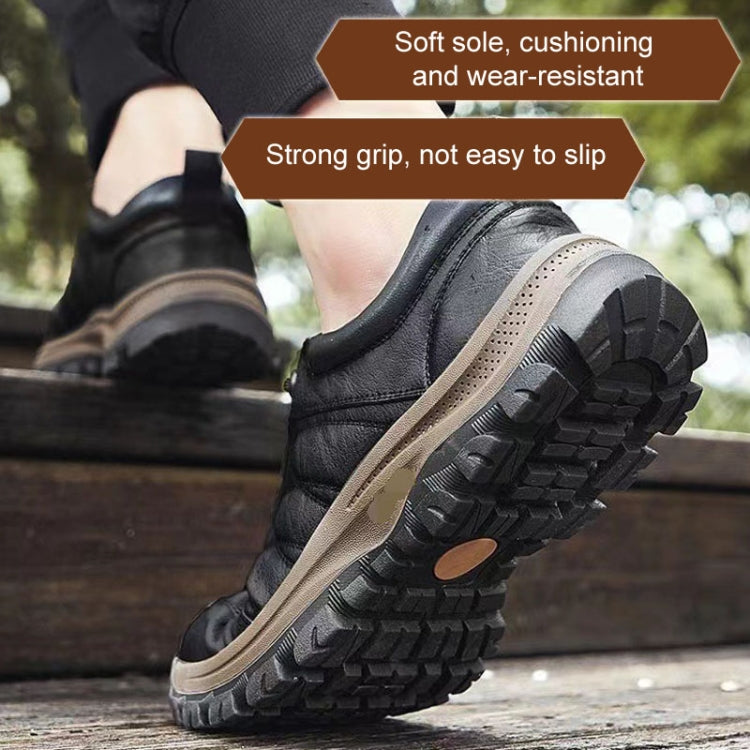 Men Leather Casual Shoes Non-slip Outdoor Hiking Shoes, Size: 42