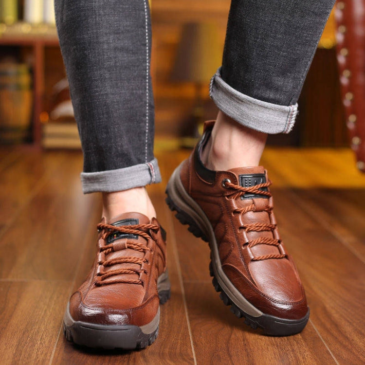 Men Leather Casual Shoes Non-slip Outdoor Hiking Shoes, Size: 41