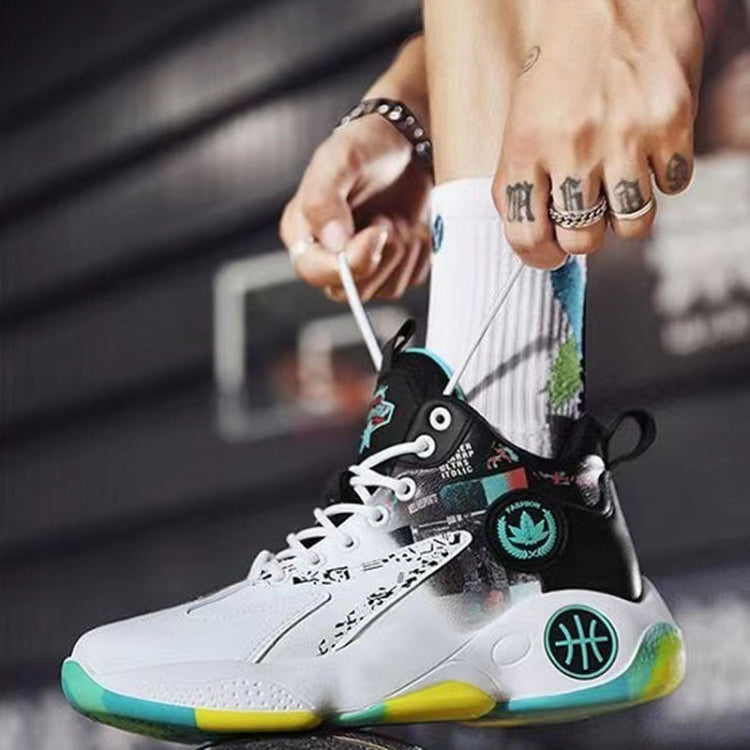 Men Outdoor Basketball Shoes Thick Bottom Non-Slip Teenage Sneakers Soft Bottom Running Shoes, Size: 44