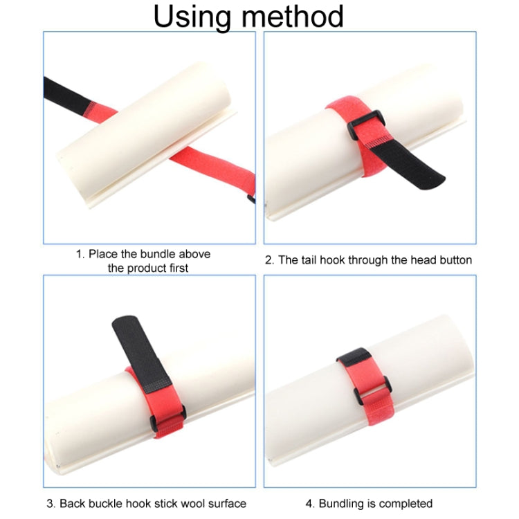10pcs Nylon Cable Storage Snap Tape Reverse Buckle Type Fixed Packing Strap, Model: Black 25 x 400mm