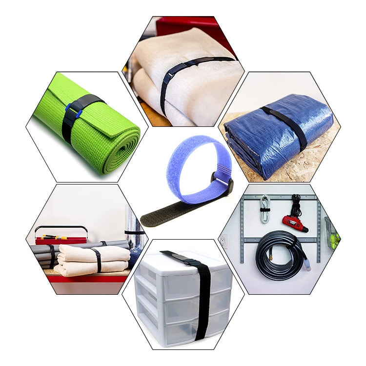 10pcs Nylon Cable Storage Snap Tape Reverse Buckle Type Fixed Packing Strap, Model: Black 25 x 400mm