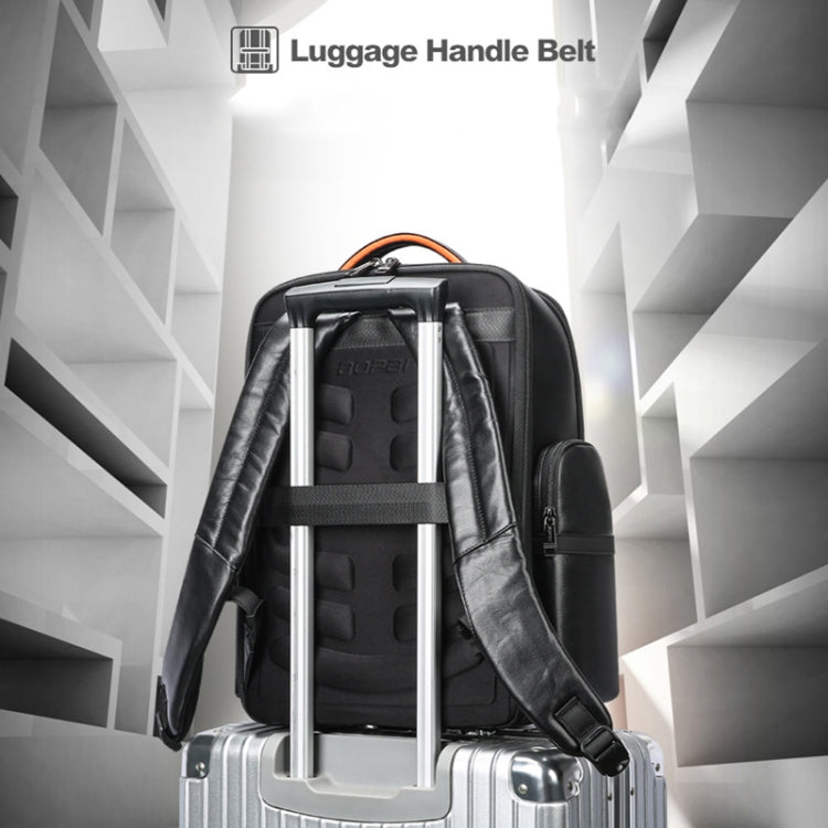Bopai 61-17311 Large-capacity First-layer Cowhide Laptop Backpack With USB+Type-C Port - Plain