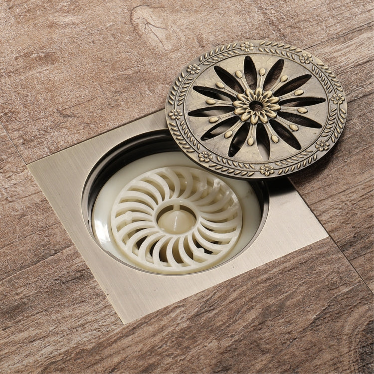 Toilet 100x100mm Retro Anti-odor and Anti-reflux Floor Drain - Green Copper