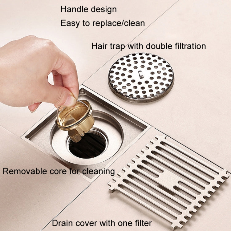 All Copper Brushed Anti-Odor Floor Drain Gravity Copper Core Bathroom Floor Drain, Specification: Sealed for Washing Machine