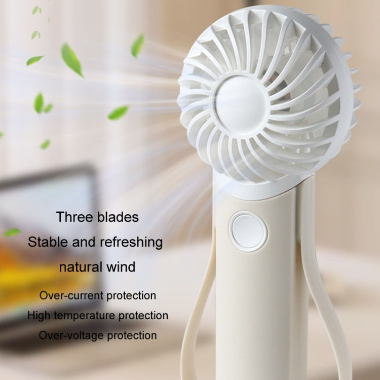 Portable Handheld Quiet Fan Silicone Hanging Neck Small Electrical Fan - Beige