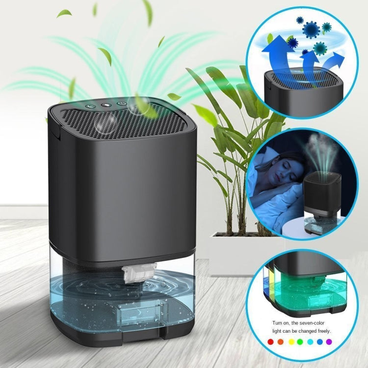 1L 36W Air Dehumidifier for Home Damp Drying Clothes with 7 colors Light US Plug