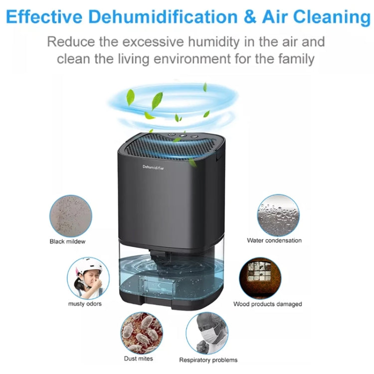 1L 36W Air Dehumidifier for Home Damp Drying Clothes with 7 colors Light EU Plug