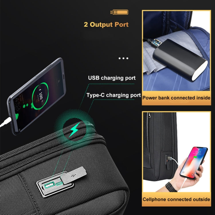 Bopai AL-61-122631B Large Capacity Cowhide Laptop Backpack With USB+Type-C Port - High-end Version