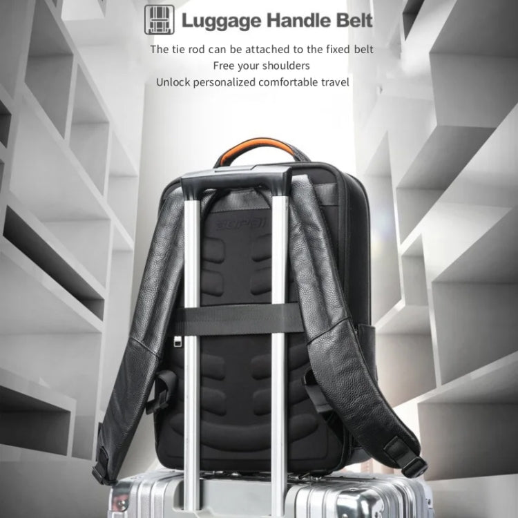 Bopai AL-61-122631B Large Capacity Cowhide Laptop Backpack With USB+Type-C Port - High-end Version