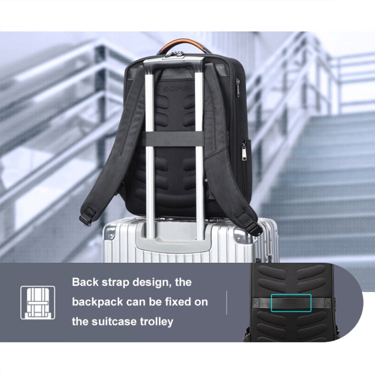 Bopai 61-19011 Large Capacity Waterproof Travel Laptop Backpack With USB+Type-C Port - Black