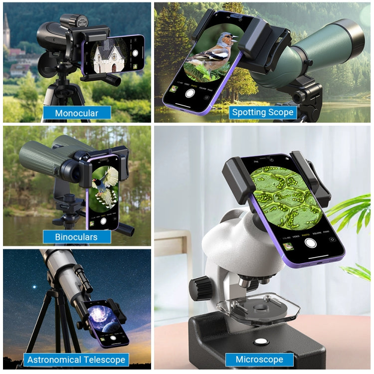 APEXEL F002X Universal Phone Adapter for Monoculars Binoculars Smartphone Holder Clip