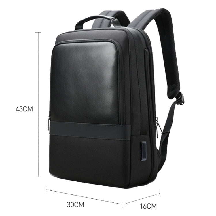 Bopai 61-26111 Large Capacity Business Commuter Laptop Backpack With USB+Type-C Port - Black