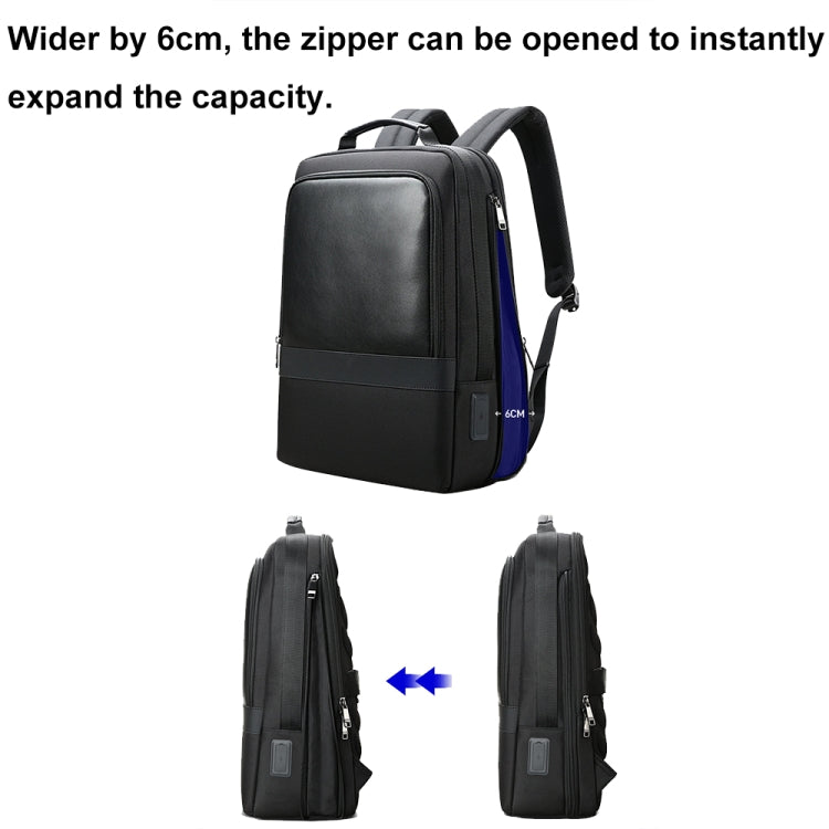 Bopai 61-26111 Large Capacity Business Commuter Laptop Backpack With USB+Type-C Port - Black