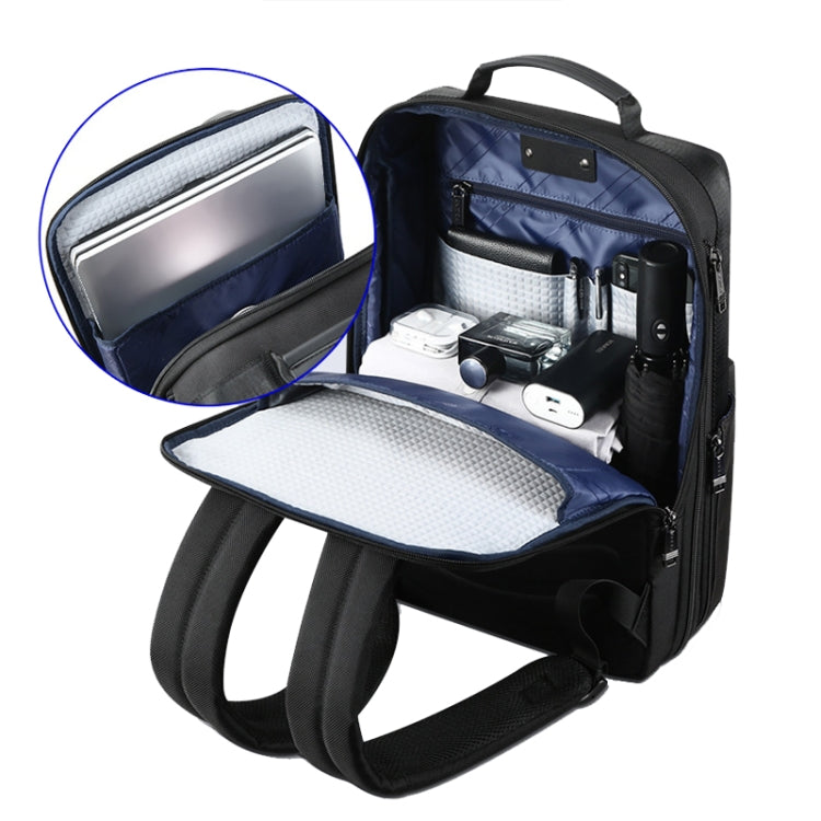 Bopai 61-26111 Large Capacity Business Commuter Laptop Backpack With USB+Type-C Port - Black