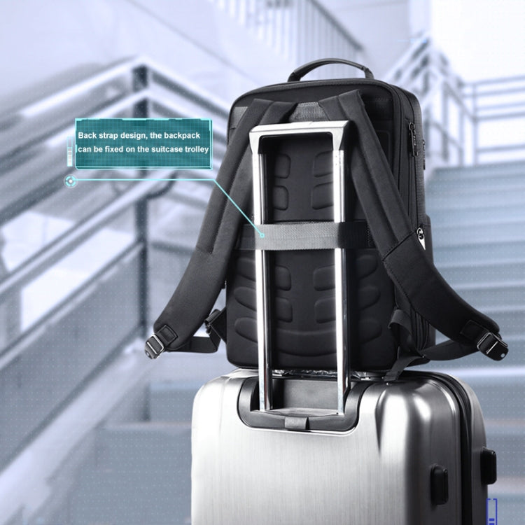 Bopai 61-26111 Large Capacity Business Commuter Laptop Backpack With USB+Type-C Port - Black