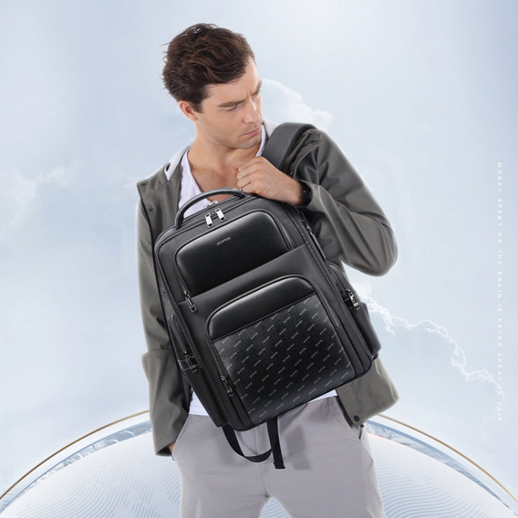 Bopai 61-91911 Large Capacity Business Waterproof Laptop Backpack With USB+Type-C Port - Black