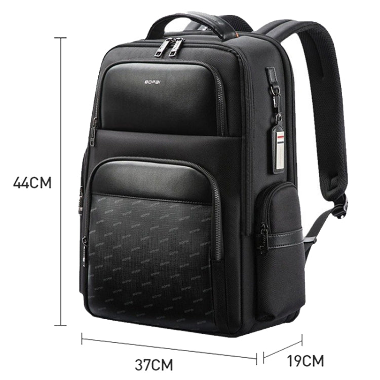 Bopai 61-91911 Large Capacity Business Waterproof Laptop Backpack With USB+Type-C Port - Black