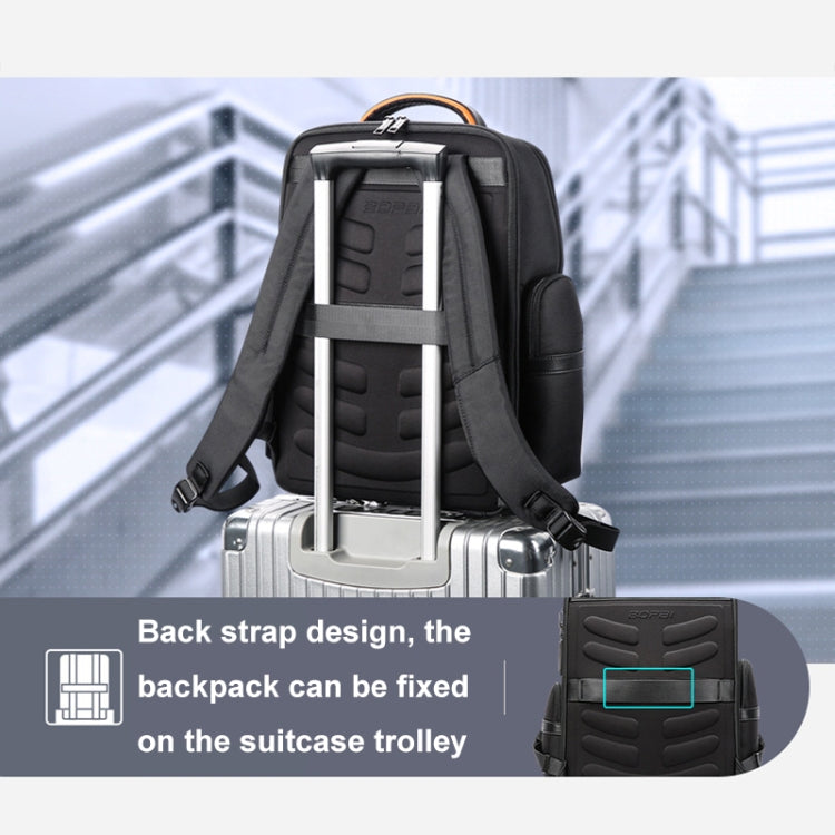 Bopai 61-91911 Large Capacity Business Waterproof Laptop Backpack With USB+Type-C Port - Black
