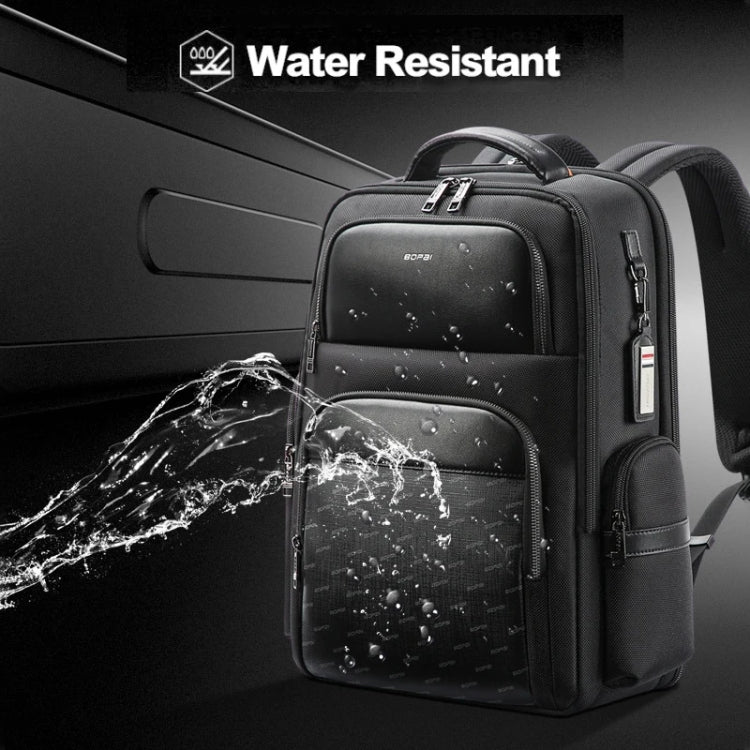Bopai 61-91911 Large Capacity Business Waterproof Laptop Backpack With USB+Type-C Port - Black