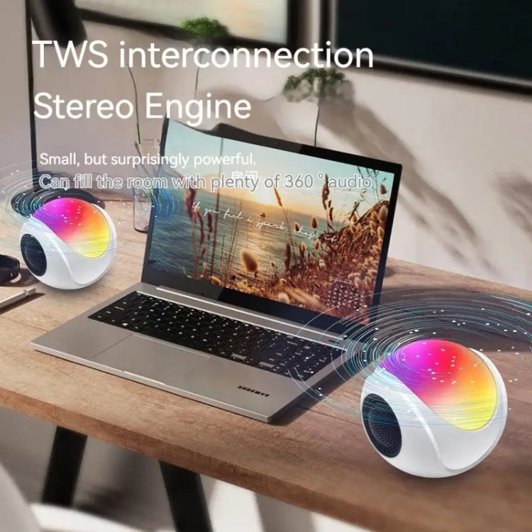 SY-688 TWS RGB Colorful Light Mini Card Bluetooth Speaker - White