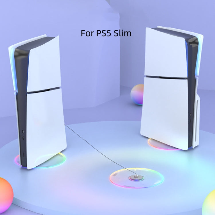 For PS5 Slim iplay HBP-575 Simple Storage Base Light Version RGB Colorful Vertical Storage Bracket - Transparent
