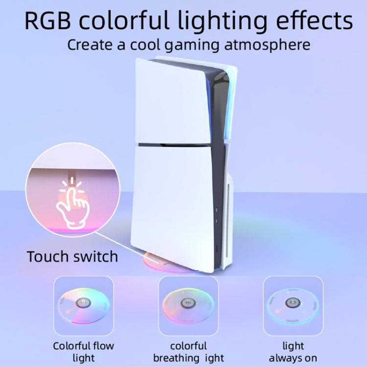 For PS5 Slim iplay HBP-575 Simple Storage Base Light Version RGB Colorful Vertical Storage Bracket - Transparent