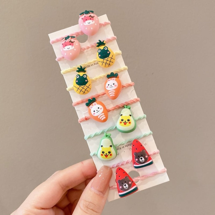 10pcs /Set Children Lovely Hair Bands Ring Baby Small Unbreakable Hair Headband, Style: Fruits And Vegetables