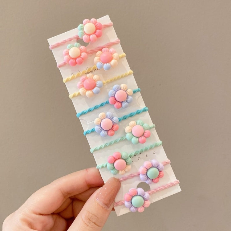 10pcs /Set Children Lovely Hair Bands Ring Baby Small Unbreakable Hair Headband, Style: Colorful Eight Petal Flowers