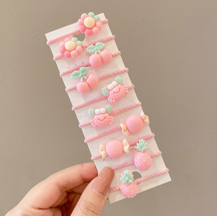 10pcs /Set Children Lovely Hair Bands Ring Baby Small Unbreakable Hair Headband, Style: Pink Candy
