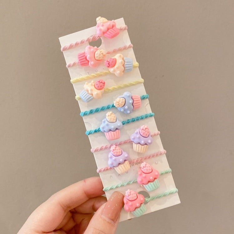 10pcs /Set Children Lovely Hair Bands Ring Baby Small Unbreakable Hair Headband, Style: Ice Cream