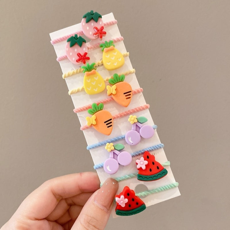 10pcs /Set Children Lovely Hair Bands Ring Baby Small Unbreakable Hair Headband, Style: Watermelon Fruits