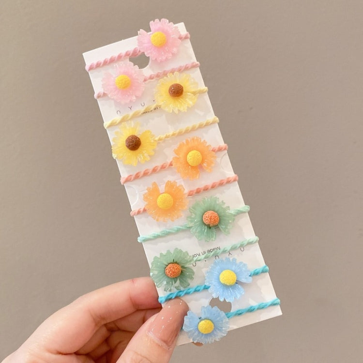 10pcs /Set Children Lovely Hair Bands Ring Baby Small Unbreakable Hair Headband, Style: Transparent Daisies