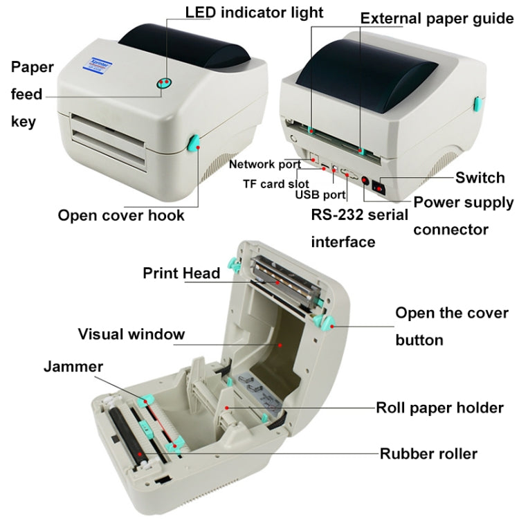 Xprinter XP-450B USB Port Supermarket Cashier Barcode Thermal Printer