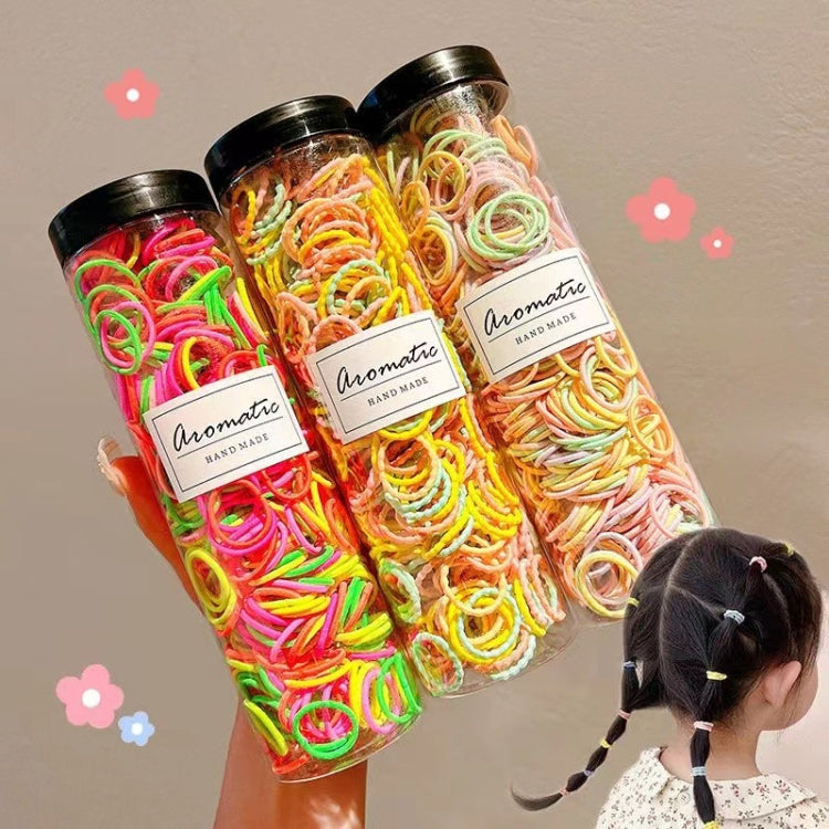 300pcs /Can Baby Elastic Hair Accessories And Hair Ties Children Non-Injury Hair Band, Style: Dark Thread