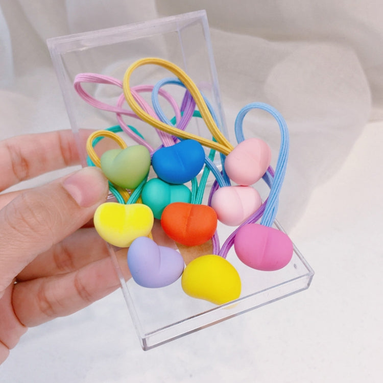 10pcs /Box Children Non-Injurious Hair Bands Cute And Durable Hair Rope Accessories, Style: Heart